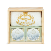 Wooden Box Set - 2 Eucalyptus Soaps (200gr) and Face Towel